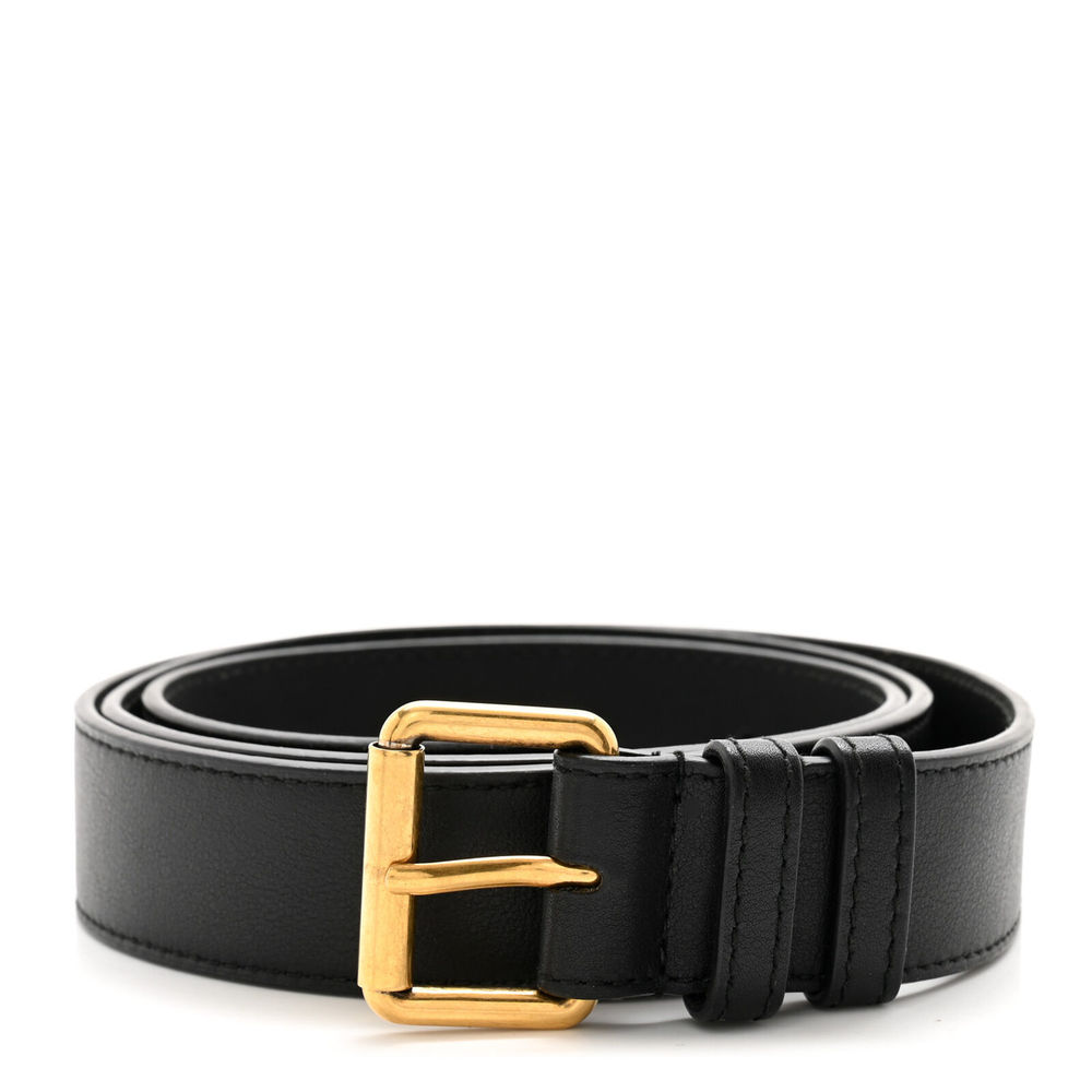 Gucci Black Leather Belt with Gold Buckle